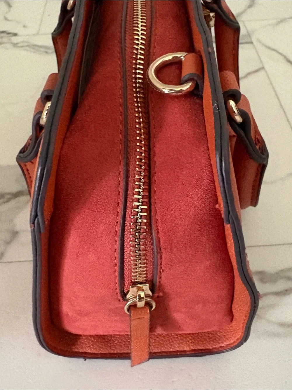 Nine West Orange Structured Satchel with Charm